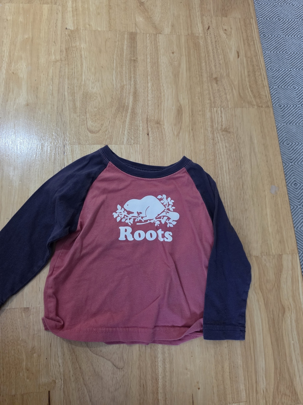 Roots Kids Long-Sleeve Raglan Top in Red and Navy